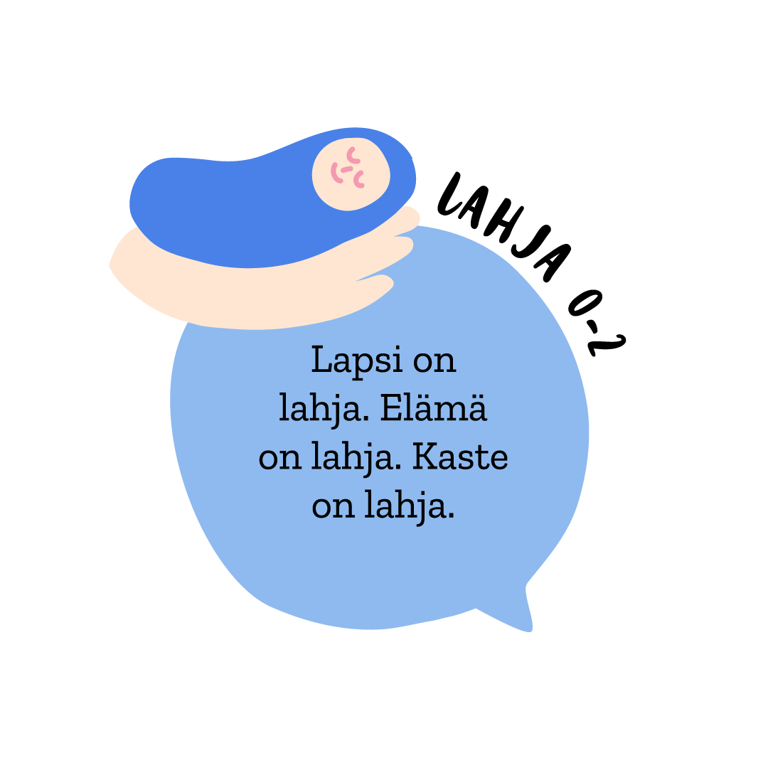 Piirretty vauva kämmenellä